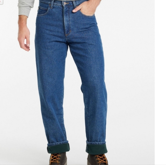 LL BEAN Double L fleece lined, relaxed fit jeans.  44X30 - Picture 1 of 11